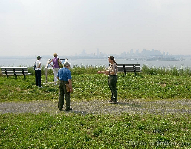 060727SpectacleIsland10 At the top of North Drumlin, a ranger answers questions.