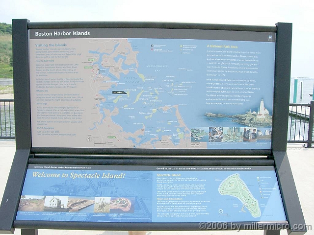 060727SpectacleIslandInfo1 On the pier, the first of many good informational signs tells us where we are and what it's all about.