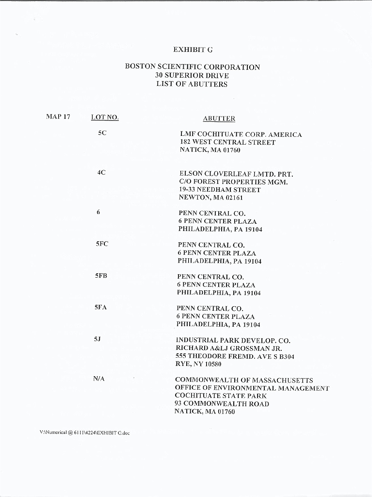 BSCHelipadApp2007_14ExhibG Exhibit G - Abutters List