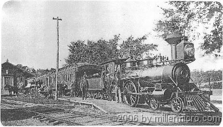 saxtrain PART 6 - History.
The main railroad from Boston to Worcester (and later Albany, and California) reached Natick in 1832. In 1846, the Saxonville Branch RR extended from downtown Natick to the dam being built as part of the new Cochituate Reservoir (Boston's first public drinking-water reservoir) and to provide freight and passenger service to the great Saxonville Mills that would replace the smaller mills along Cochituate Brook.
Photo courtesy of the Framingham Historical Society.)