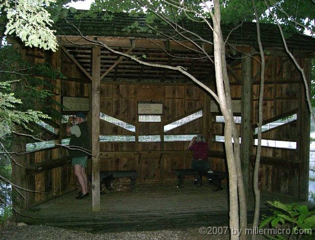 070601ColdRiverCamp_TheBlind On the north side of Deer Meadow Bog, the White Mountain National Forest has provided a fine observation blind.