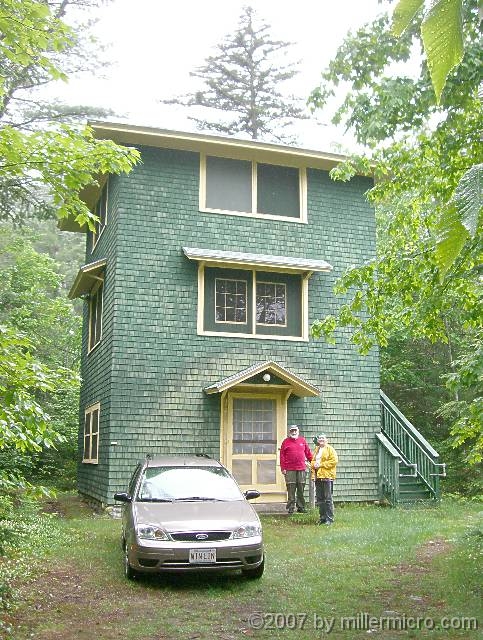 070601ColdRiverCamp_Tower Our friend Bernie chose to stay in the adjacent Tower -- which sports electricity and running water. That saved us walking over to the group facilities, now and again. Our car didn't stay here; after unloading, it was parked away from buildings and views.