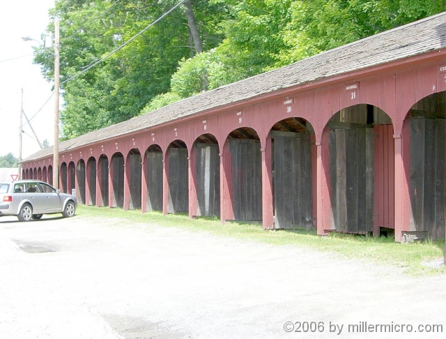 060625LymeNH Behind that church, this lovely shed once sheltered the horses of the parishioners.
