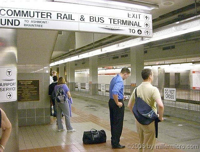 060727SilverLine1 First, of course, one must get there. We took the MBTA, Boston's subway system. The regular <a href=http://www.harborexpress.com/harborislands/>Harbor Islands Express Ferries</a> leave from 66 Long Wharf, near the Aquarium stop and Christopher Columbus Park. But our special boat ride started from MBTA's new Courthouse stop on the Silver Line.<br />Hmm. There WAS no Courthouse stop until recently, and we debated whether it exists now: 'No way! There IS no Silver Line! It must be on a bus route.' 'No, that doesn't make sense because it's on the <a href=http://www.mbta.com/schedules_and_maps/subway/>subway map</a>. MBTA's subway schedule even gives its travel times.'
  As we followed 