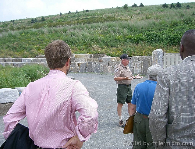 060727SpectacleIsland4 A park ranger is on hand to welcome us, and to do some interpreting of his own.